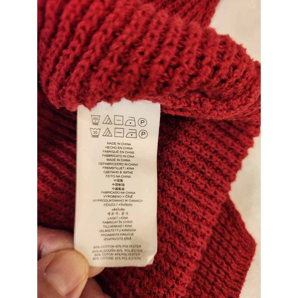 Michael Kors Women's Red Waffle Knit Cowl Neck Sweater Size M Warm Cozy Classic - Picture 7 of 7